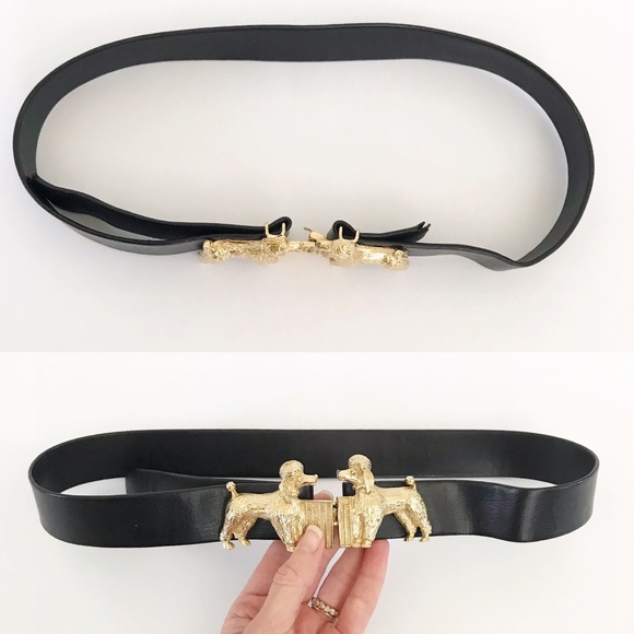 Vintage Mimi Di N Poodle Gold Buckle Leather Belt - Picture 4 of 8